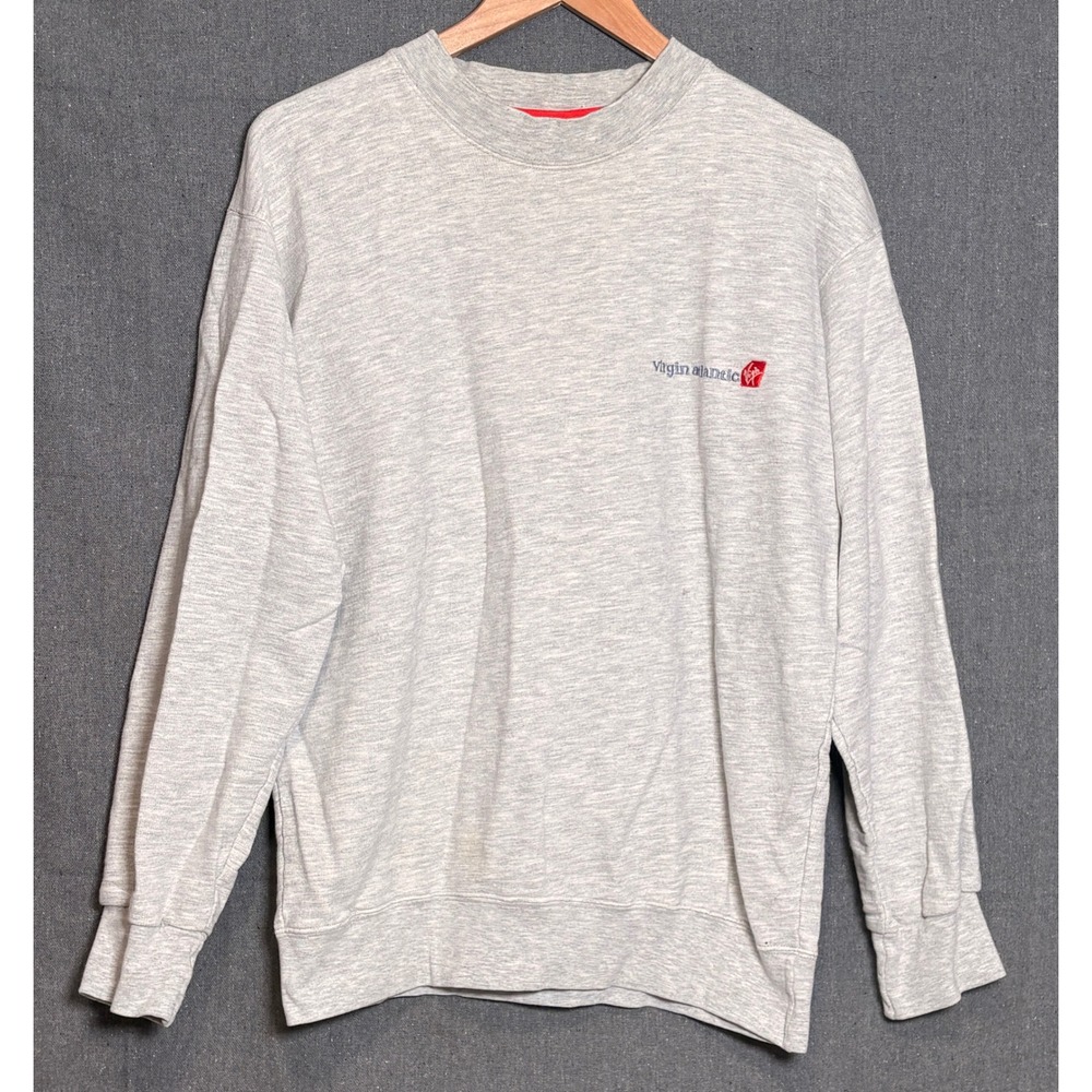 Vintage Virgin Atlantic Crewneck Sweatshirt Gray Heather Cotton Airline Logo